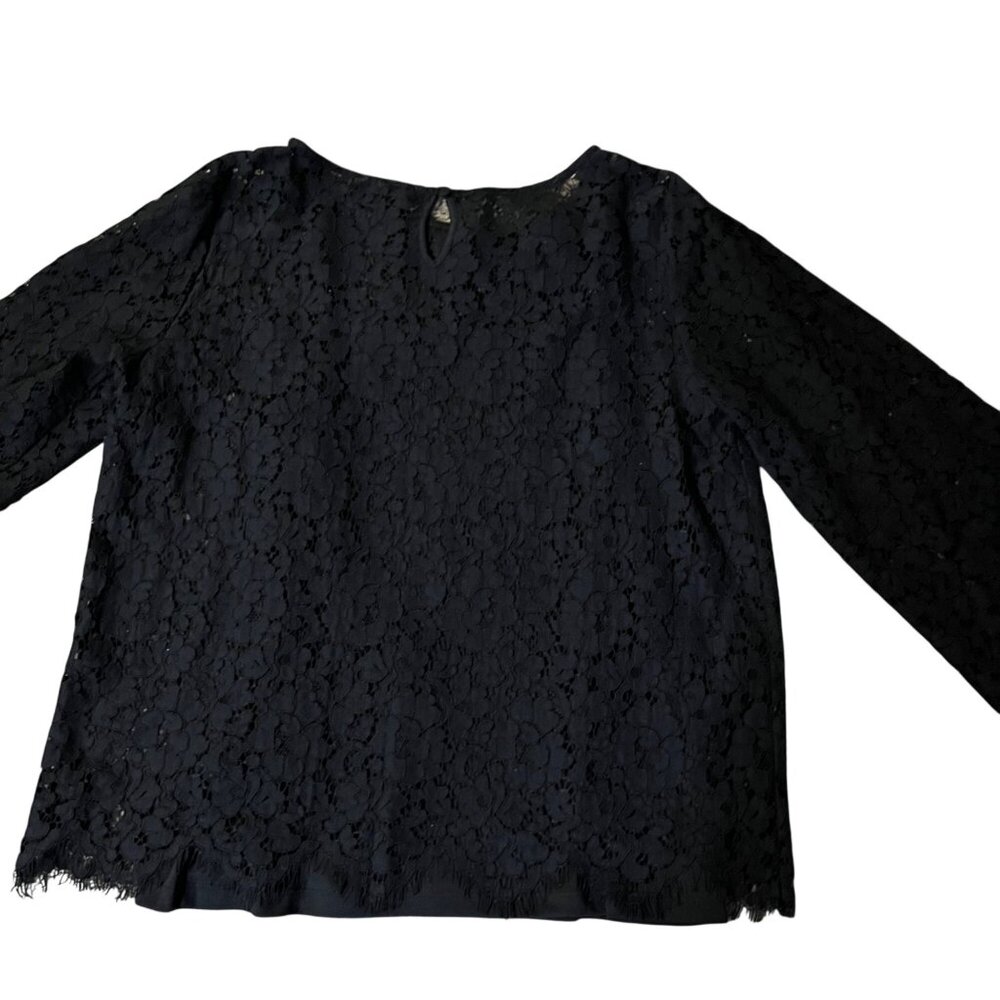 Rafaella Blouse Womens L Used Black Floral Lace Attached Cami - Picture 5 of 16